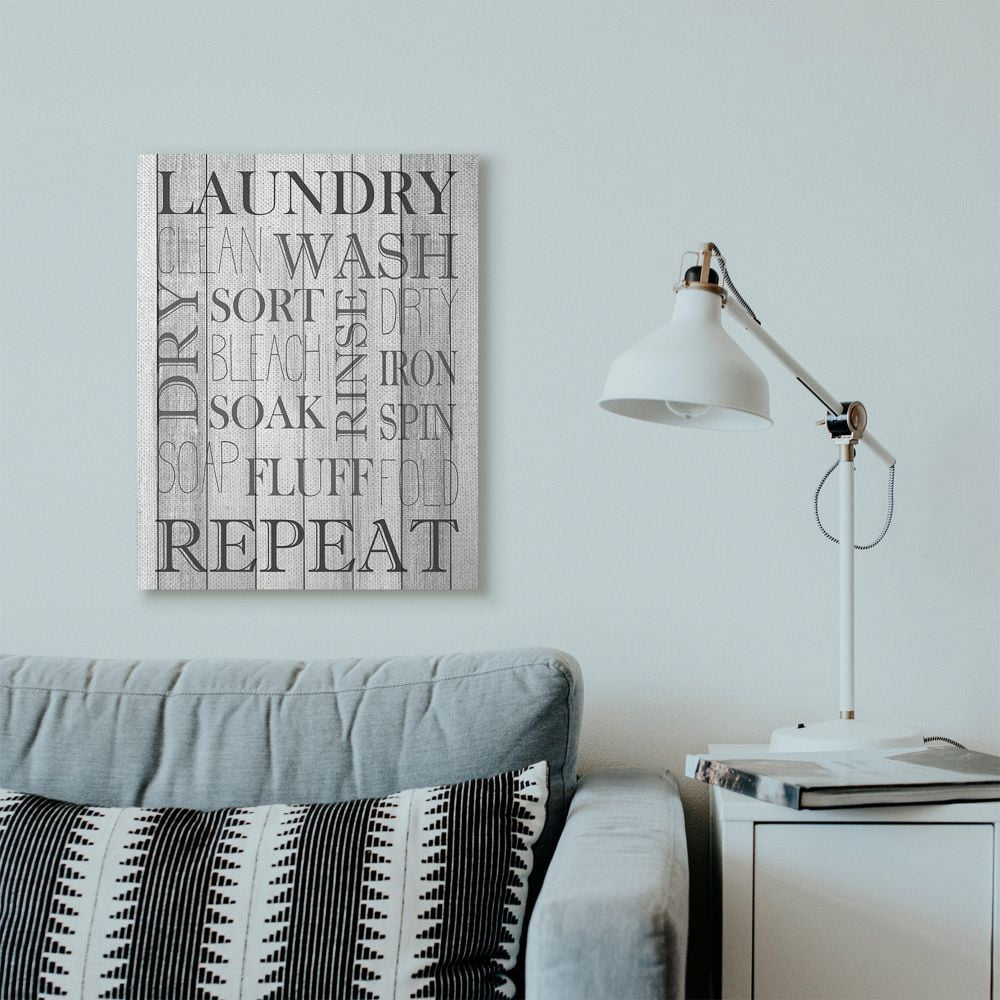 Stupell Industries Laundry Room Bathroom Black And White Design Canvas Wall Art by Kimberly Allen