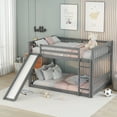 thumbnail image 6 of Full Size Adjustable Bed Base, Full over Full Bunk Bed with Slide and Ladder in Grey Color, Grey Bed Frames,Pine Platform Bed Frames, Furniture Bedroom Furniture Beds, Frames & Bases, 6 of 18