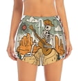 thumbnail image 2 of Balery Skeleton Cowboy And Guitar Pantalones cortos deportivos para mujer con forro y dos bolsillos, elásticos, para entrenamiento, gimnasio, yoga-Small, 2 of 7