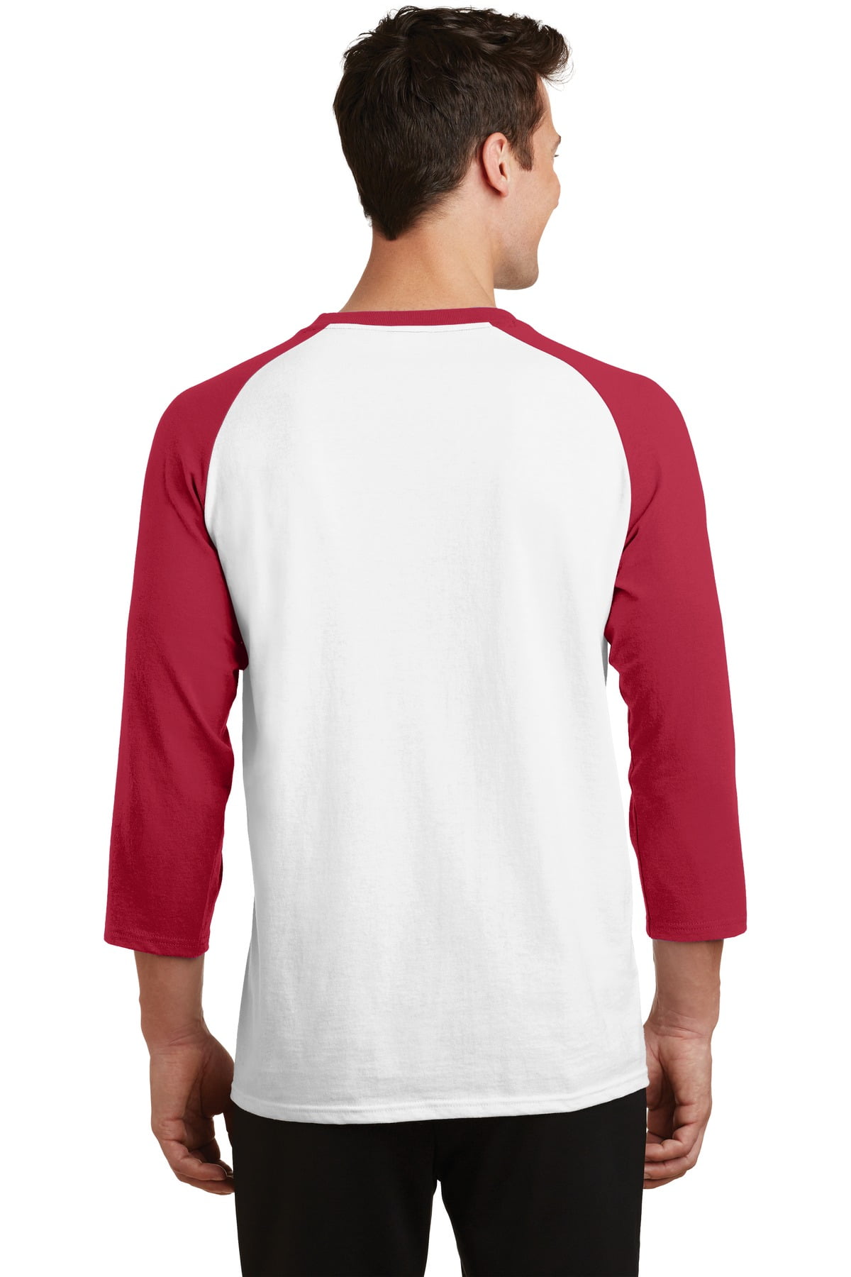 Port & Company Core Blend 3/4 Sleeve Raglan Tee-4XL (White/ Red) 