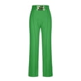 thumbnail image 6 of Women's Casual Business Pants High Waist Wide Leg Solid Color Deco Metal Chain Comfy Lightweight Suit Pants, 6 of 6