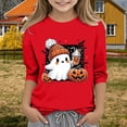 thumbnail image 2 of Mercatoo Girls Halloween Long Sleeve Shirts Fall Soft Cute Graphic Crew Neck Tops Teen Kids Thin Comfy Pullover Sweatshirts, 2 of 4