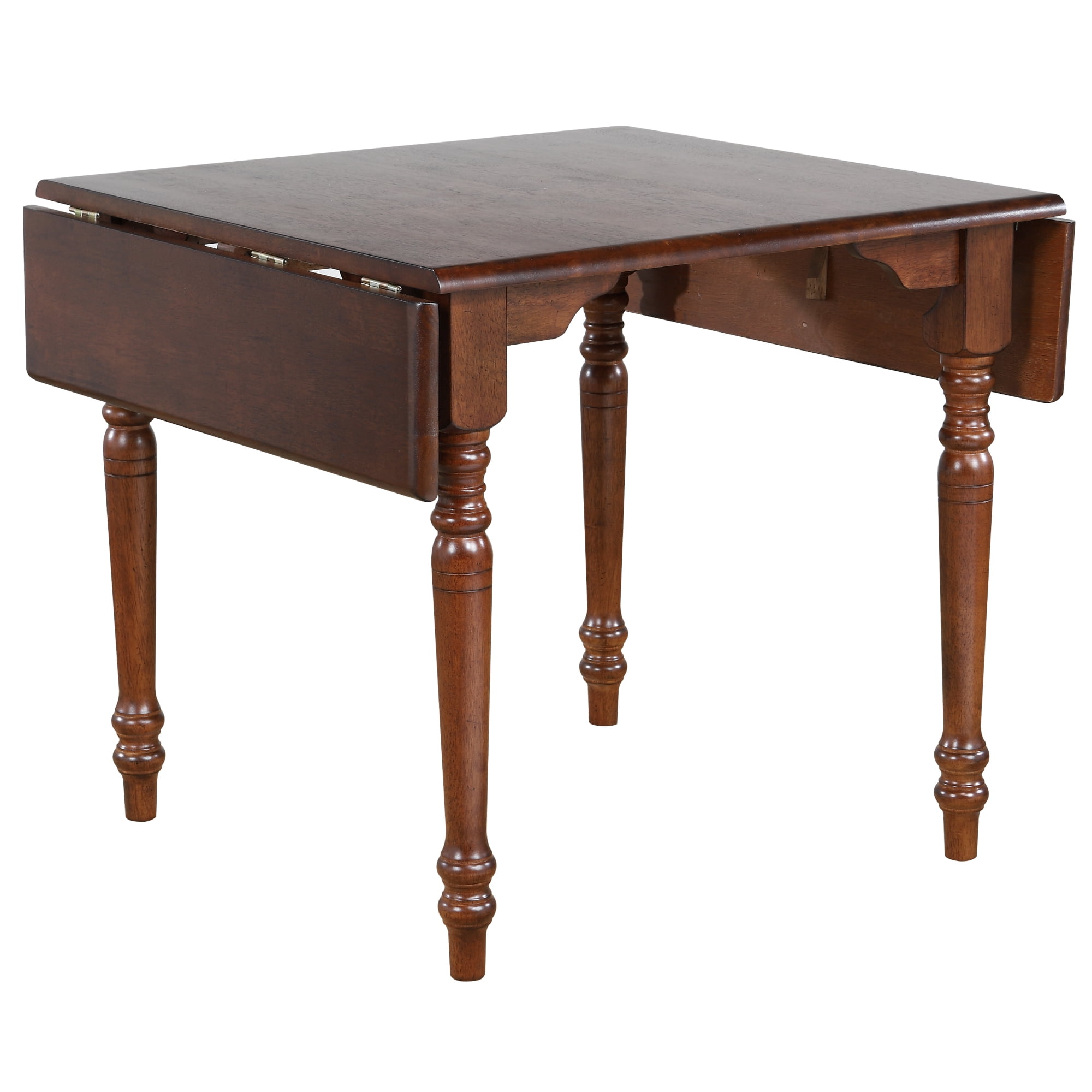 Andrews 48" Rectangle Drop Leaf Dining Table /Antique White/Chestnut Brown Wood