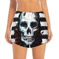 thumbnail image 2 of Gukieu Watercolor Skull Print Women's Sports Shorts with Drawstring Elastic Waistband for Running, Yoga, Fitness-X-Large, 2 of 7