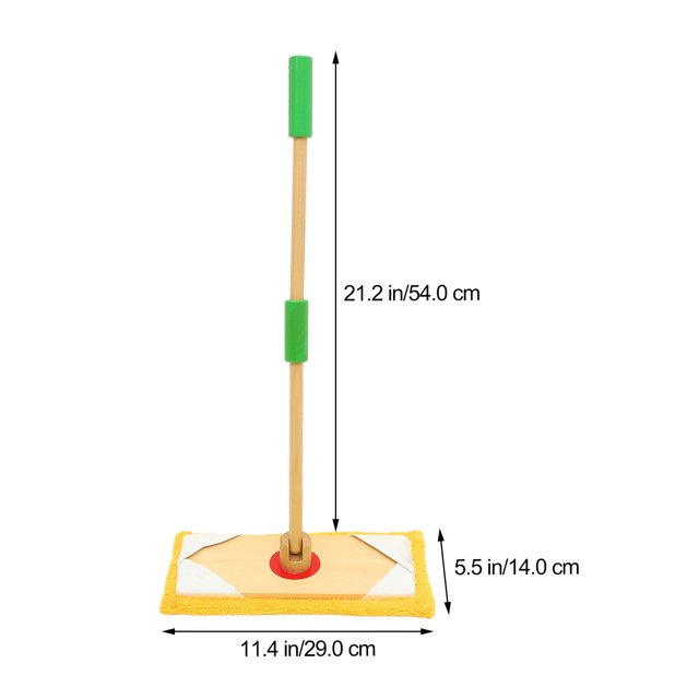 1 Set of Children Flat Dust Mop Detachable Small Mop Wooden Mop Toy