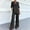 Black, variant on Morttic Women's Solid 2Pcs Set – V-Neck Mid Sleeve Top & High Waist Wide Leg Pants with Side Pockets Daily Office Lounge Outfit Apeicot,S