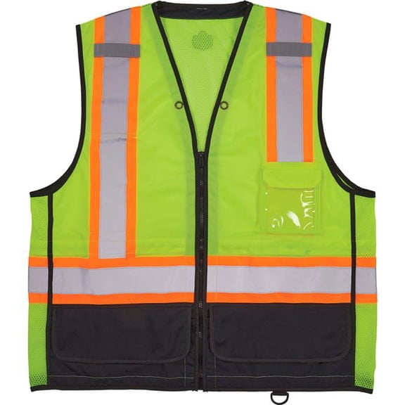 Ergodyne B3139529 GloWear 8251HDZ-BK Two Tone Hi-Vis Safety Vest - ANSI Class 2, Lime - 2XL & 3XL