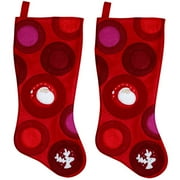 19" Red Felt Christmas Stocking, 2-Pack