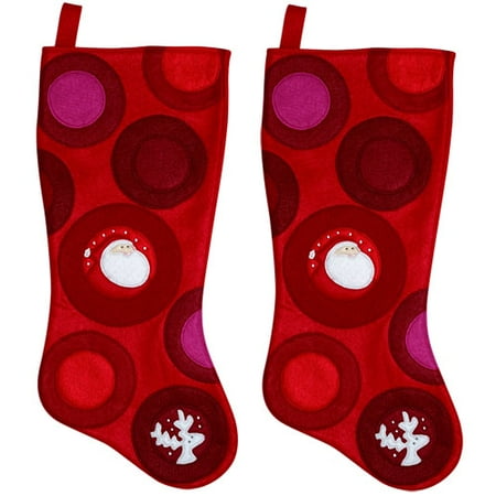 19" Red Felt Christmas Stocking, 2-Pack