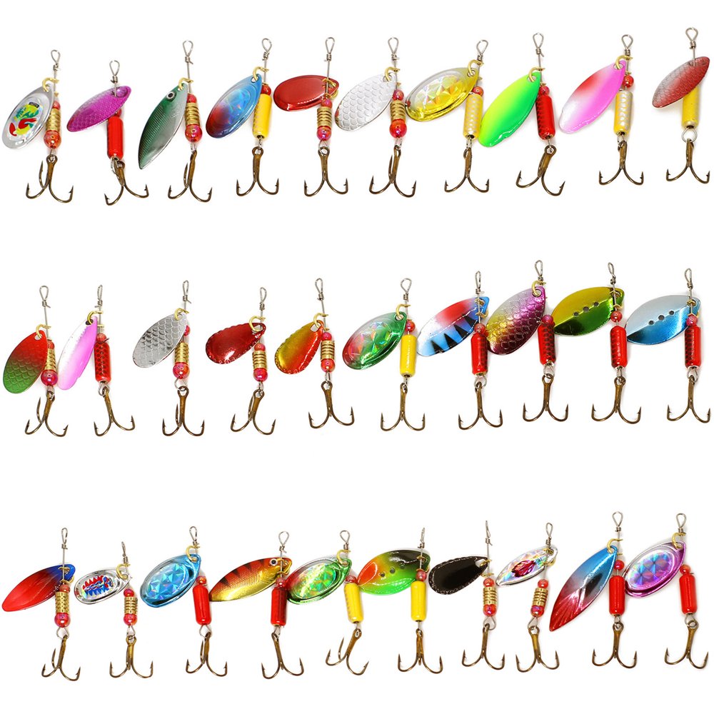 30 Fishing Lures Spinnerbait Metal Hard Lures