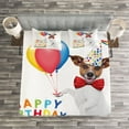 thumbnail image 3 of Ambesonne Birthday Party Quilted Bedspread Set 3 Pcs, Dance Party Dog Cake, Queen Size, Multicolor, 3 of 3