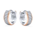 thumbnail image 3 of Bling Jewelry Mens Mens Earrings Carved Hoop Huggie Rose Gold Silver Stainless, 3 of 6