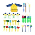 thumbnail image 2 of Esponjas de pintura para niños, juego de pinceles de esponja para pintar para niños, sellos de pinceles para pintar DIY, con delantal impermeable para, 2 of 8