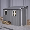 thumbnail image 1 of taoruifang 4'x10' Grey Lean-To Metal Storage Shed with Floor Kit, 2 Windows & Reversible Lockable Door for Garden Bike Tool Storage, 1 of 18