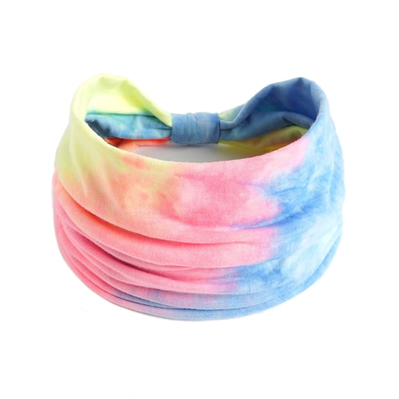 Nooxsoe Headbands for Women Tie-Dye Boho Wide Headband Stretchy African Turban Head Wraps Hair Bands Hair Accessories Blue One Size