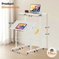 thumbnail image 5 of EXRACING Portable Standing Desk with Tiltable Top, Small Mobile Laptop Table with 31.5" x 15.75" Surface, Rolling Desk for Home Office or Walking Pad, White, 5 of 8