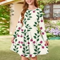 thumbnail image 6 of XADYUY Girls Beach Dresses Casual A-Line Long Sleeve Girls Midi Dresses Vintage Floral Print Crew Neck Dresses Beach Twirly Skater Dresses 4-5 Years,Green, 6 of 6