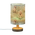 thumbnail image 2 of Sloth with Leaves Bedside Table Lamp LED Warm Lights with USB Charging Port Retro Cylinder Desk Lamps, 2 of 7