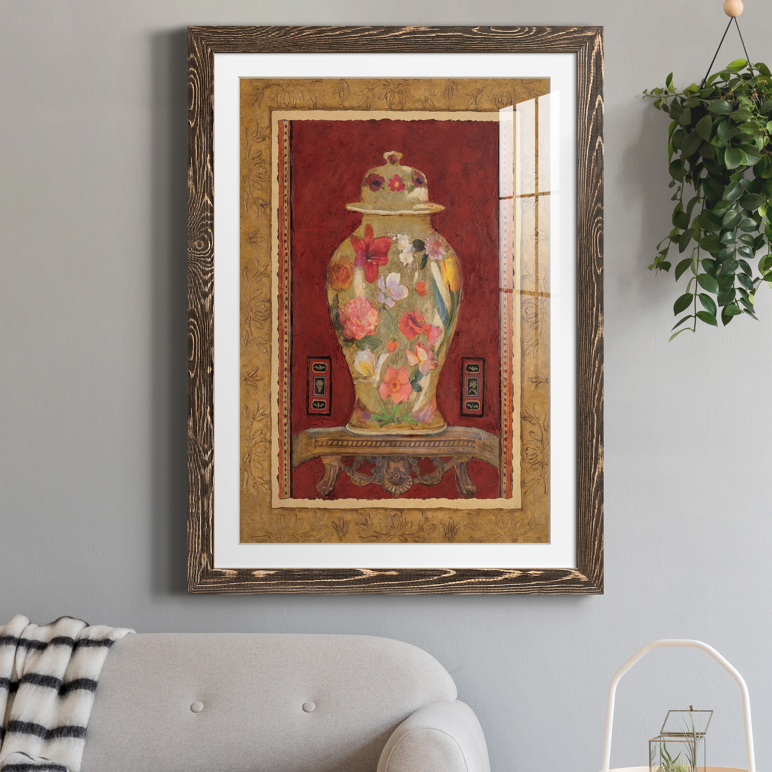 Romantic Urn I - Premium Framed Print - Distressed Barnwood Frame - Ready to Hang