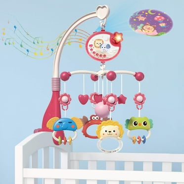 CreWear Crib Mobile with Music and Lights, Baby Mobiles for Cribs, Nursery Musical Mobile for Bassinets Toys Hanging Girls Boys