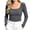 Dark Gray, variant on yillto Womens Square Neck Long Sleeve Tops Slim Fitting Undershirt Stretchy Cute Base Layer Shirts