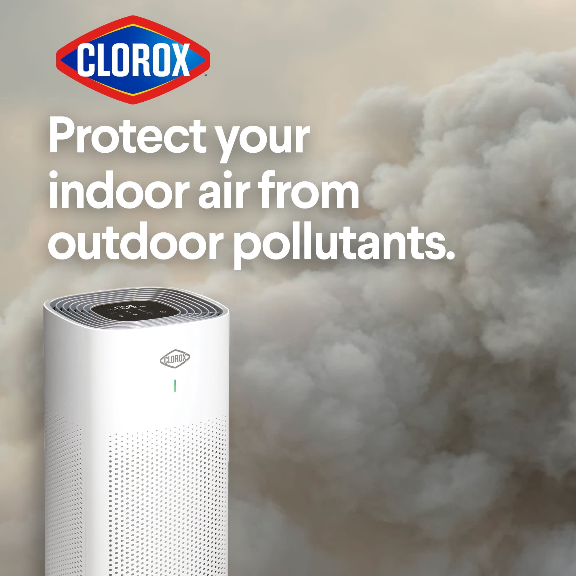 Clorox Large Room Air Purifier for Allergies and Asthma, True HEPA Air Filter, 1,500 Sq Ft Capacity, White