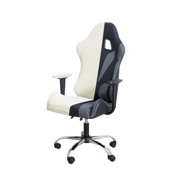 IROOM Gaming Chair Cover Set Cream for Adults Video Game Chair Water Repellent Jacquard Racing Computer Chair Slipcover With 2 Pieces Armrest Covers
