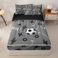 thumbnail image 2 of Homewish Soccer GOAL Zipper Full Size Comforter Sets with Fitted Sheet and 2 Pillowcases, Gray Stripes Zipper Bedding Set for Boys and Girls, Black Reversible, 4 Pieces, 2 of 6