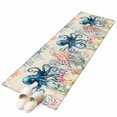 thumbnail image 2 of Sea Octopus Runner Rugs 2'x6', Vintage Watercolor Ocean Animals Corals Seaweed Newspaper Texture Low Pile Throw Entryway Rug Non-Slip Sturdy Edge Binding Carpet for Indoor Bedside Entrance Bedside, 2 of 9