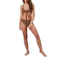thumbnail image 2 of INSPIRE CHIC Women's Lace Up Decoration Push Up Bikini Sets, 2 Piece Wide Strap Top Triangle Bottom Swimwear Bathing Suits Medium Brown, 2 of 5