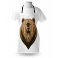 thumbnail image 3 of Bear Apron Angry Scary Face Powerful Vicious Beast Mascot Cartoon Character with Fangs, Unisex Kitchen Bib Apron with Adjustable Neck for Cooking Baking Gardening, Caramel Dark Brown, by Ambesonne, 3 of 3