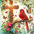 thumbnail image 3 of 5D DIY Full Drill Round Painting Kitten Parrot Kit Del 40x40cm, 3 of 7