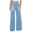 thumbnail image 3 of KHAKI & BLUE Women's Denim Pants High Waisted Destructed Distressed Super Wide Leg Casual Stretch Comfy Jeans 78983Z-DM876 LT 11, 3 of 6