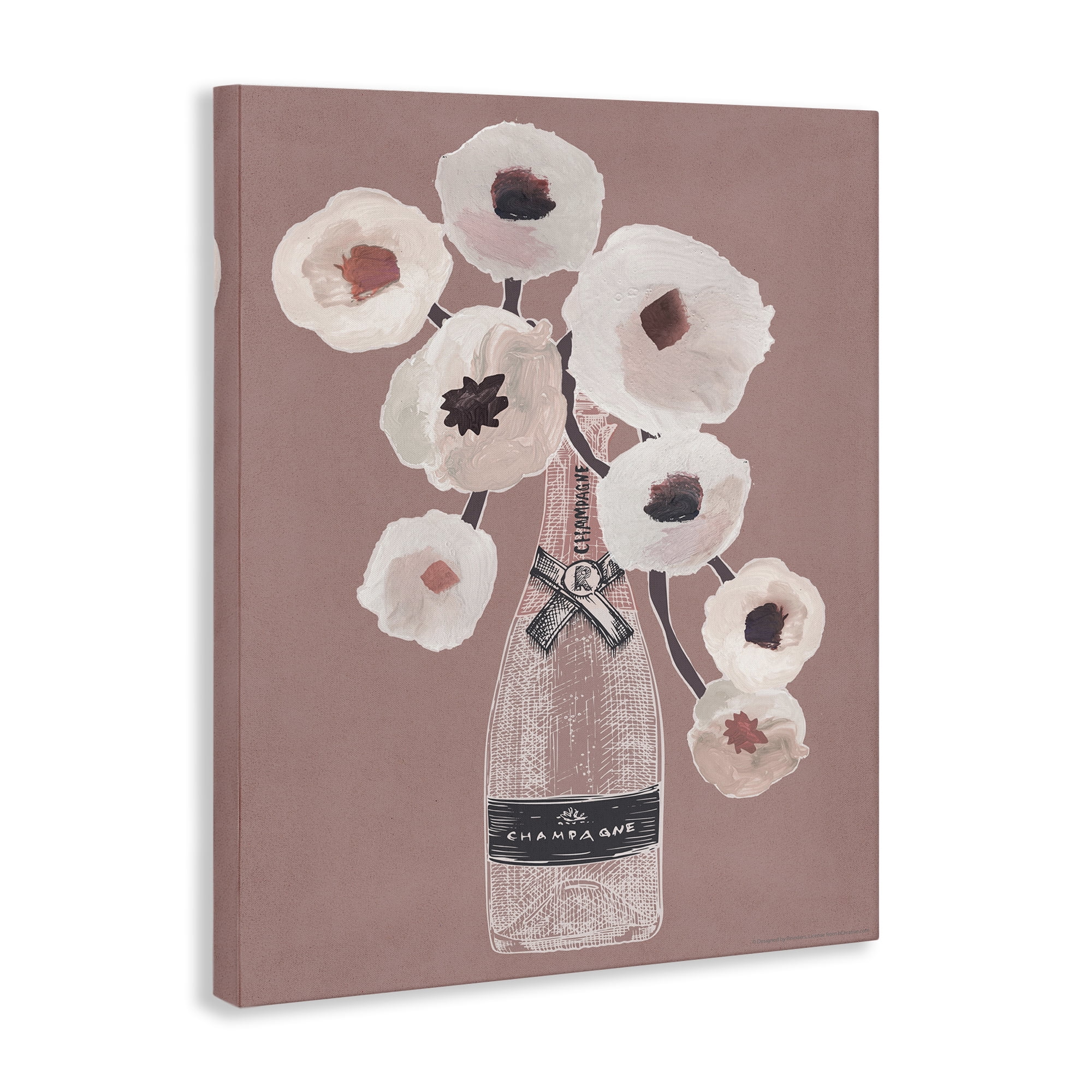 Stupell Industries White Poppies Champagne Plants & Flowers Painting Wrapped Canvas Art Print Wall Art, 24 x 30