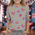 thumbnail image 2 of Unisex Kids 3/4 Sleeve Blouses for Girls Dressy Casual Loose Fit Tunic Tops Spring Tops Flower Printed Crew Neck Fall Trendy Shirts Lightweight Basic Tees 110, 2 of 5