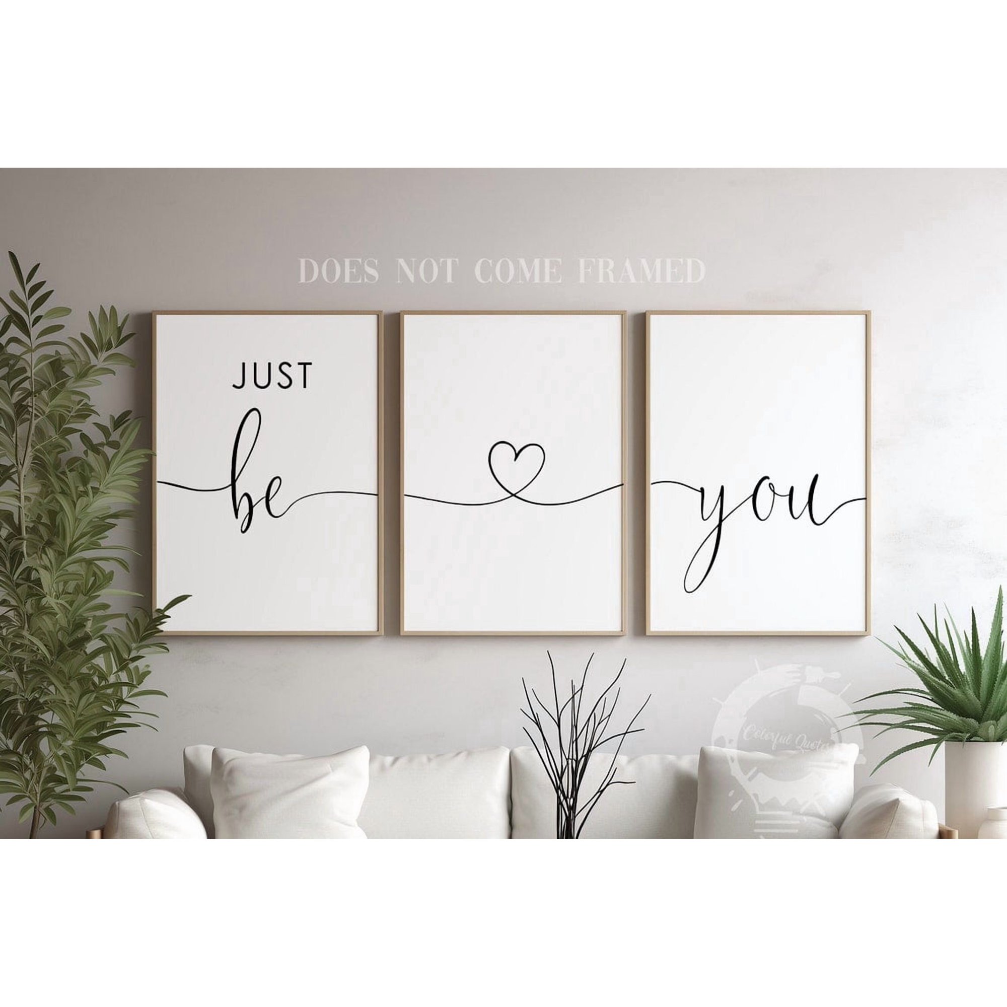 Set Of 3 Just Be You Wall Art Prints Minimalist Home Modern Living Room And Office Decor
