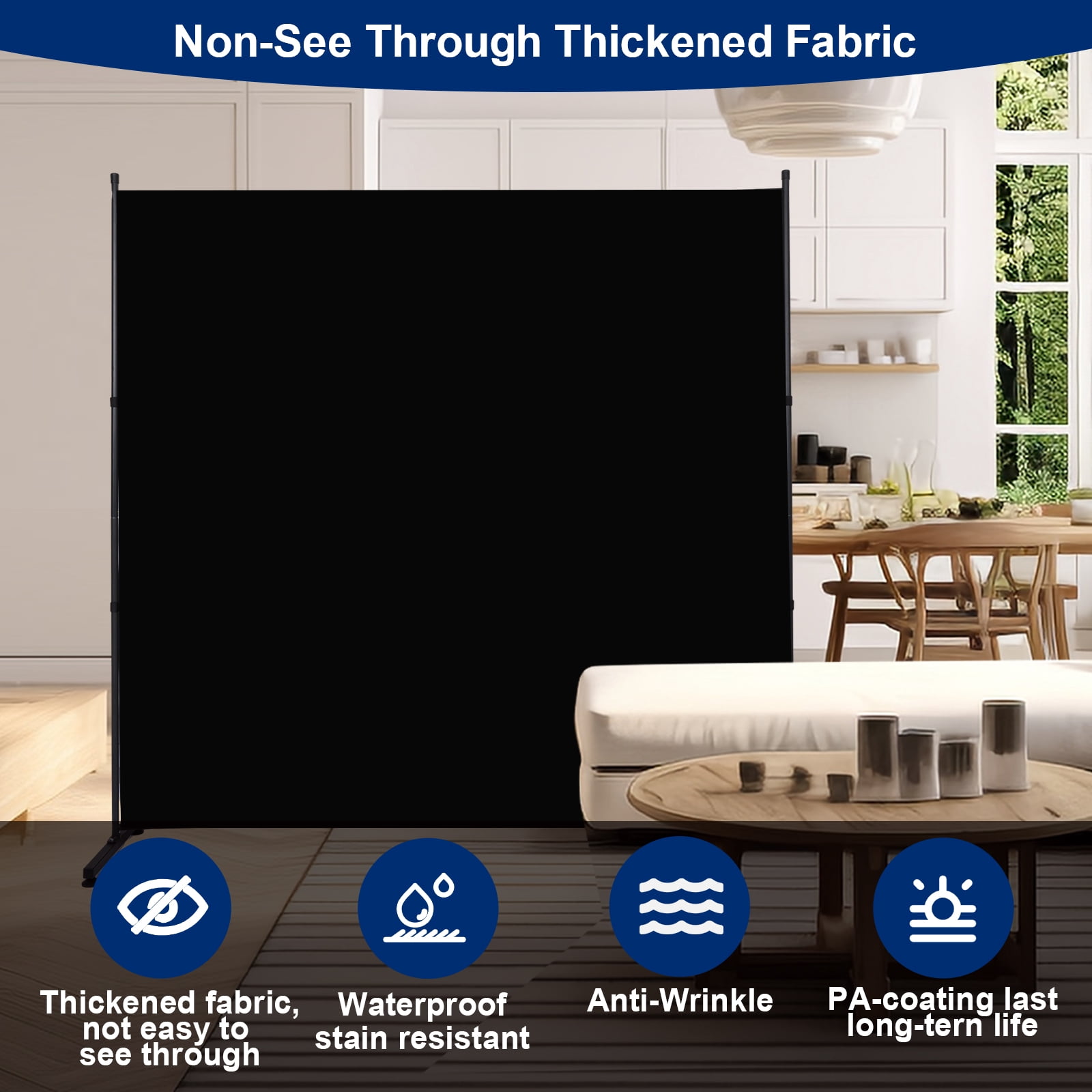 Room Divider Single Fabric Panel Privacy Screen, 71''X 72''Wide Portable Wall Divider for Room Separation, Upgrade Room Divider Screen 6 FT Partation Room Dividers for Home, Office, Dorm, Studio