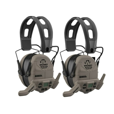Walker's FireMax Rechargeable Electronic Ear Muffs Flat Dark Earth with Free Walkie Talkie 2PK