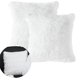 thumbnail image 3 of 2 Pieces Fluffy Pillow Covers, Square Faux Fur Pillows Soft Artificial Fur Throw Pillowcase Fluffy Fur Fur Pillows Decorative Throw Pillows, 3 of 4