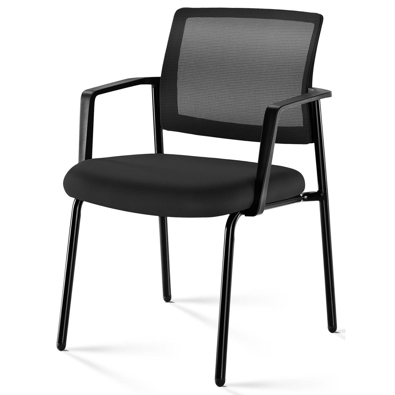 YYAo Mesh Back Stacking Task Chair with Upholstered Fabric and Sturdy Metal, Office Chair Ergonomic Desk Chair for Home Ofiice, Living Room, Study Room, Bedroom, Black