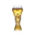 thumbnail image 2 of World Cup Trophy Shaped Glass Beer Mug – 350ml Clear Glass Beer Stein with 3D Trophy Relief, Soccer Fan Collectible for Game Days and Home Bars, 2 of 6