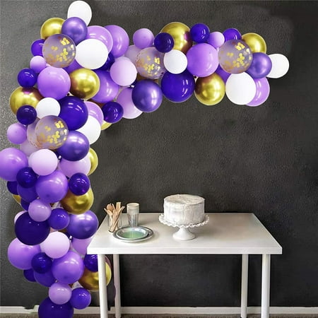 135 Pieces Purple Gold Balloon Arch Garland Kit White Confetti For Weeding Birthday Baby Shower Graduation Party Decorations Canada - Purple And Gold Birthday Decoration Ideas