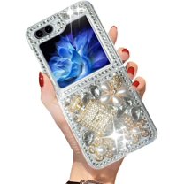 for Samsung Galaxy Z Flip 5 5G Case,Luxury Bling Diamond Rhinestone Gemstone 3D Perfume Bottle and Flower Gemstone Soft TPU Back Cover Case for Women Girls with Galaxy Z Flip 5 5G (2023)