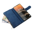 thumbnail image 5 of Zipper Wallet Case for Google Pixel 7A with Large Capacity Card Slots Holder Flip Folio Cover, Premium PU Leather Magnetic Clasp Wrist Strap Kickstand Soft Silicone Shockproof Case,Blue, 5 of 6