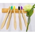 thumbnail image 4 of Eco Friendly Bamboo Toothbrush , 10Pack Medium Firm Bristles Biodegradable Bulk Wooden Toothbrushes，random color pattern, 4 of 5