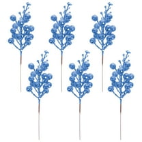 GAXIRE 6Pcs Blue Christmas Tree Berry Picks for Festive Decoration and Crafting