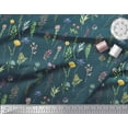 thumbnail image 2 of Soimoi Blue Heavy Satin Fabric Wildflower & Leaves Printed Fabric 1 Yard 54 Inch Wide, 2 of 3