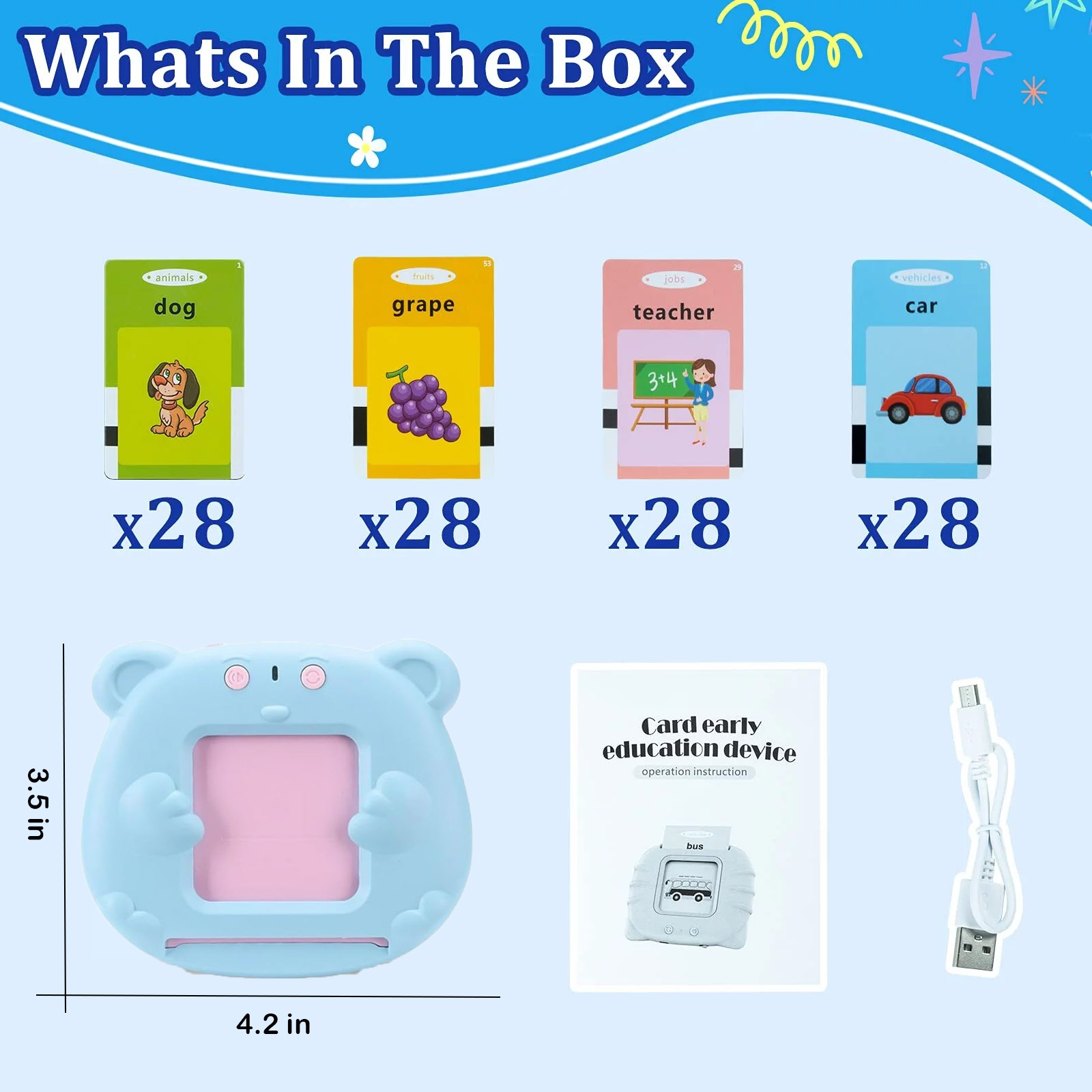 Advocatey Flash Card Reader, Talking Flash Cards Educational Toys, 224/510 Sight Words Pocket Speech Talking Toddler Flashcards Learning Toy Preschool 1e86dd8a 4a64 4cfd 8878 19fff8af70b0.773e9ff7a0dd31935240dca6402bfe1a