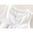 thumbnail image 3 of Little Girl Clothes Cotton Linen Sleeveless Ruffle Tank Tops Smocked Shorts Sets (White 3-4 Years), 3 of 7