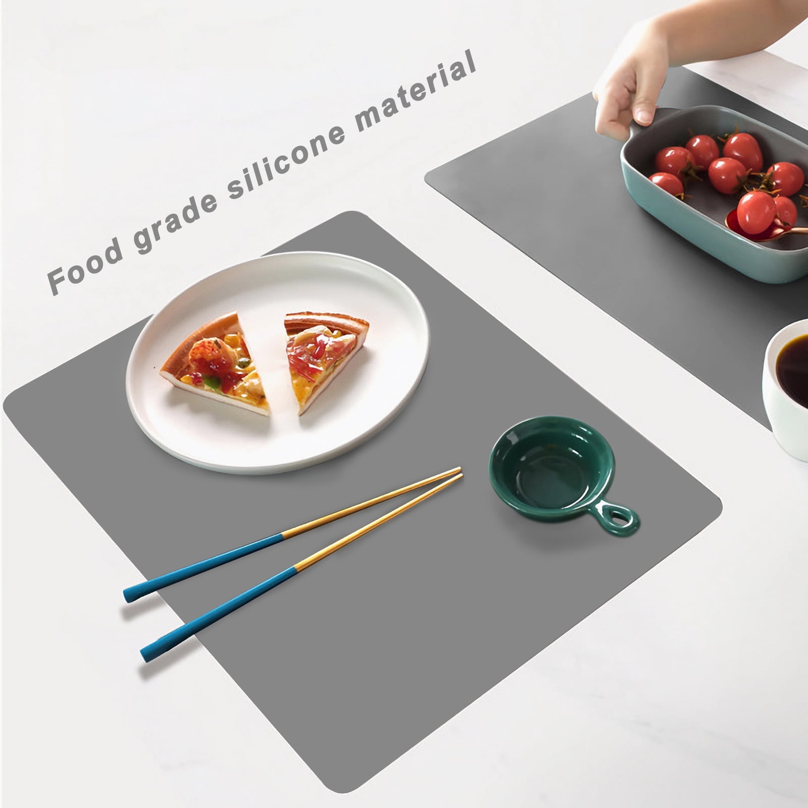 Panzexin 1-Pack Food-Grade Silicone Mats, Non-Slip, Heat-Resistant & Waterproof, 23.6" x 15.7" Table Placemats, Dough Mats- Gray